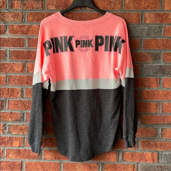VS PINK V-NECK VARSITY CREW SWEATSHIRT - Picture 7 of 8